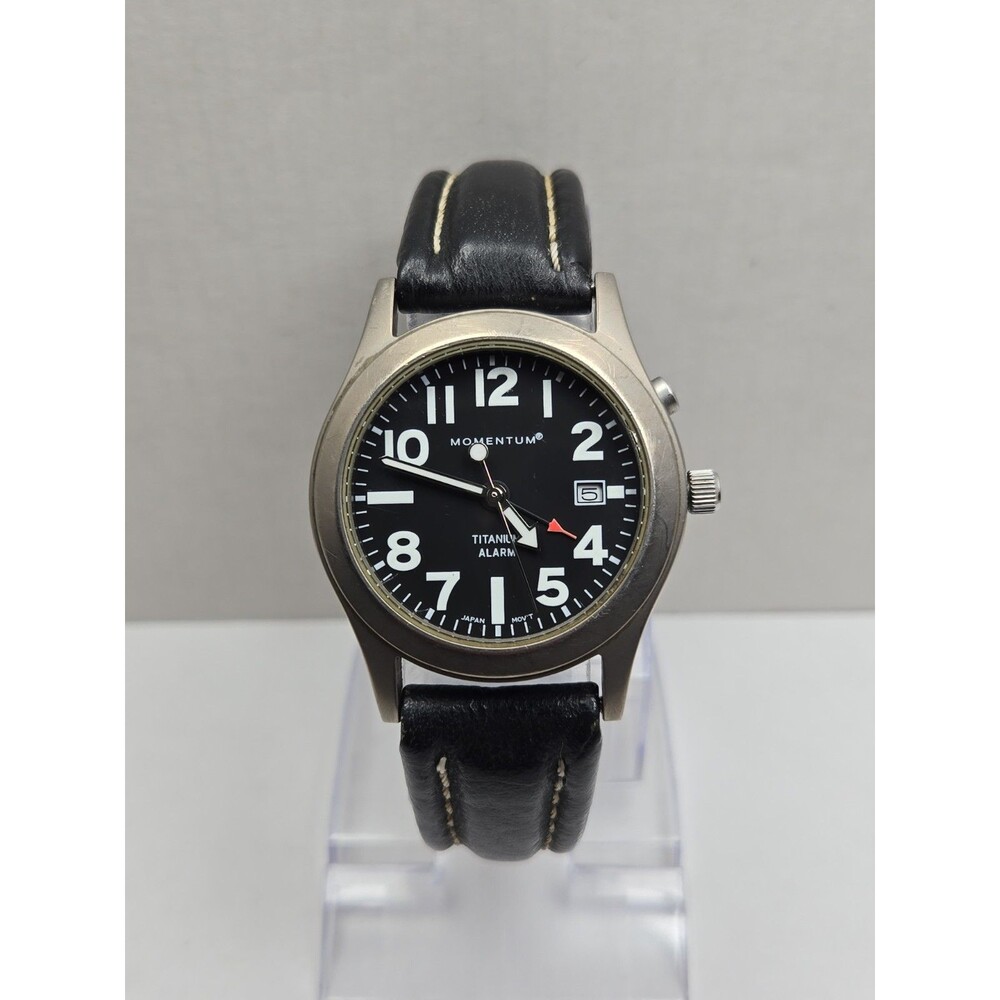 Momentum Pathfinder Alarm Titanium Mens Watch SP50 Black Dial 10ATM New Battery